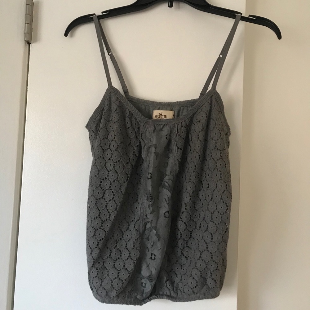 Hollister grey cotton lace tank top